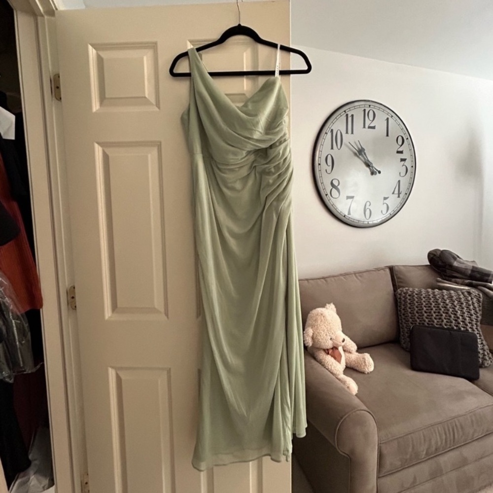Azazie One Shoulder Dress in Light Green